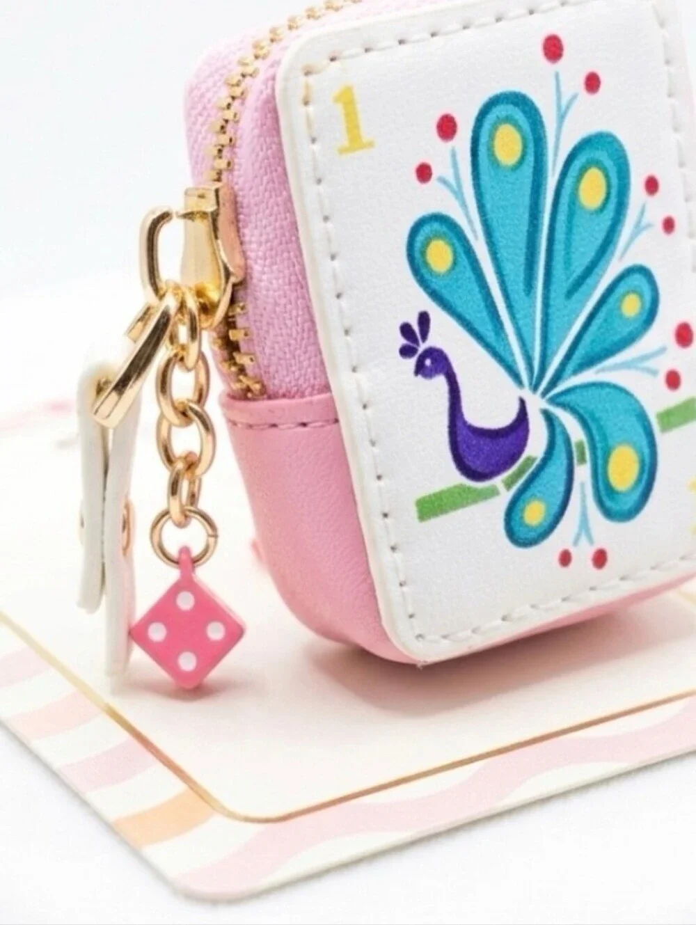 🦚▪️Piper K ▪️Pink Peacock Bag Charm & Key Chain